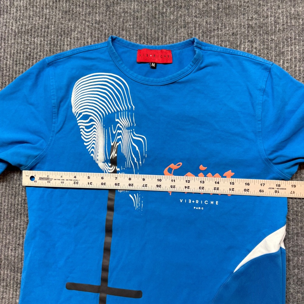 Vie Riche Paris Mens Saint Sinner Graphic T-Shirt Blue Size M Short Sleeve View 4